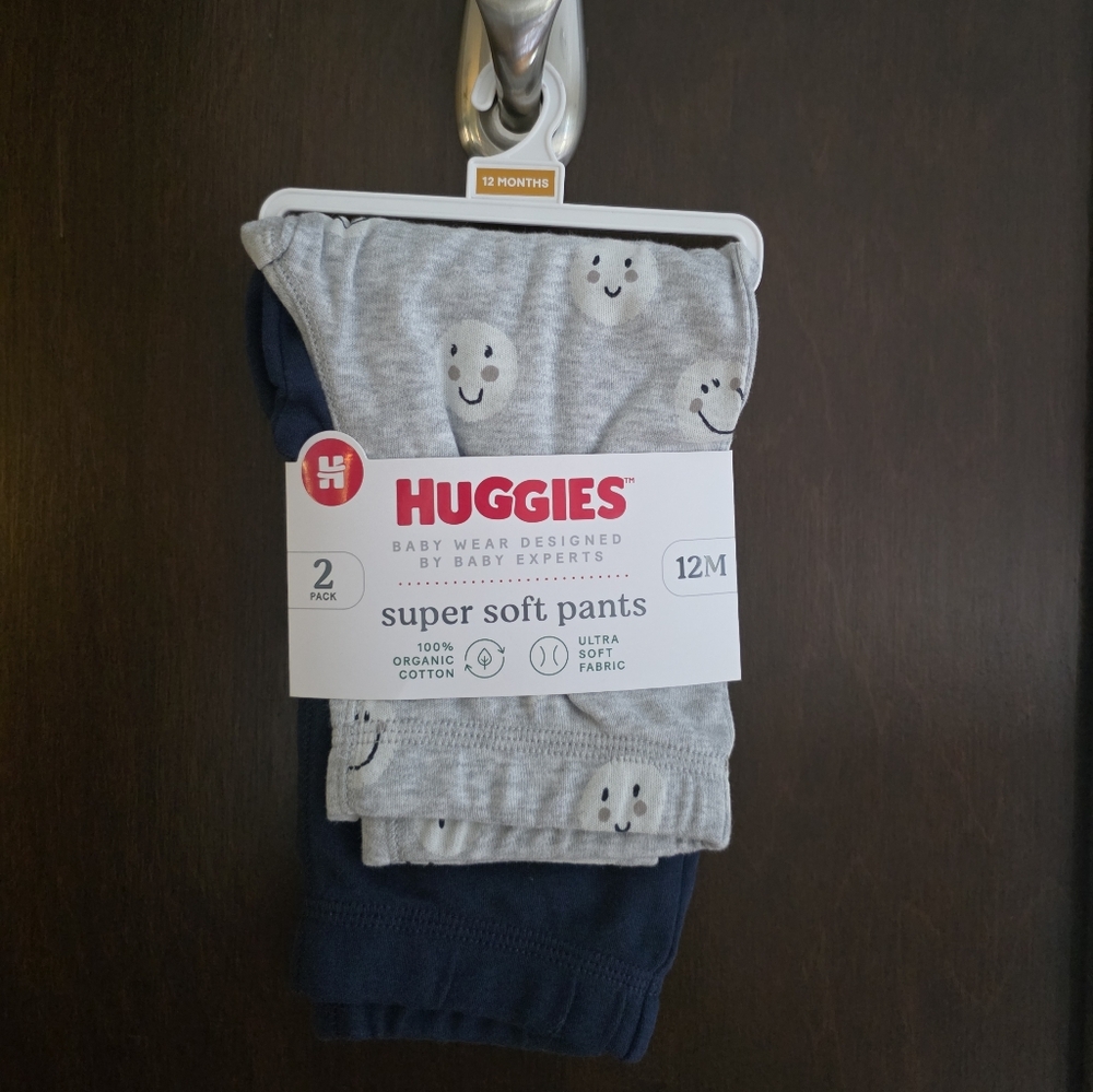 NWT Huggies Gray and Navy Baby Soft Pants